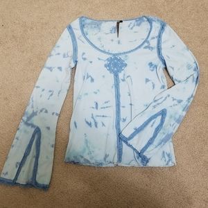 Tie-Dye Bell Sleeve Blouse